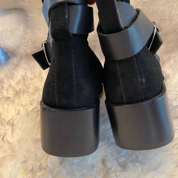 Boots!Sol Sana 36 Bailey Suede Leather Black Moto Biker Bootie - Picture 5 of 5